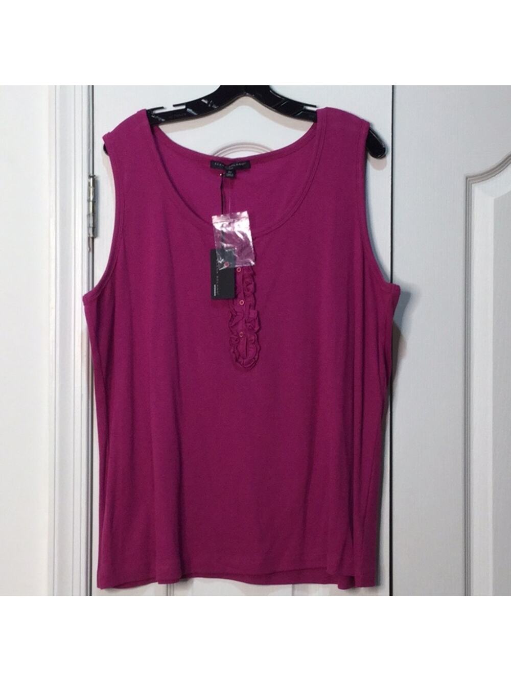 Elena Solano 3x pink ruffled front tank NWT